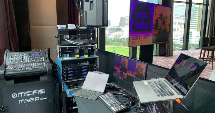 nstalling professional AV equipment with LED screens, sound systems, lighting for taco bell